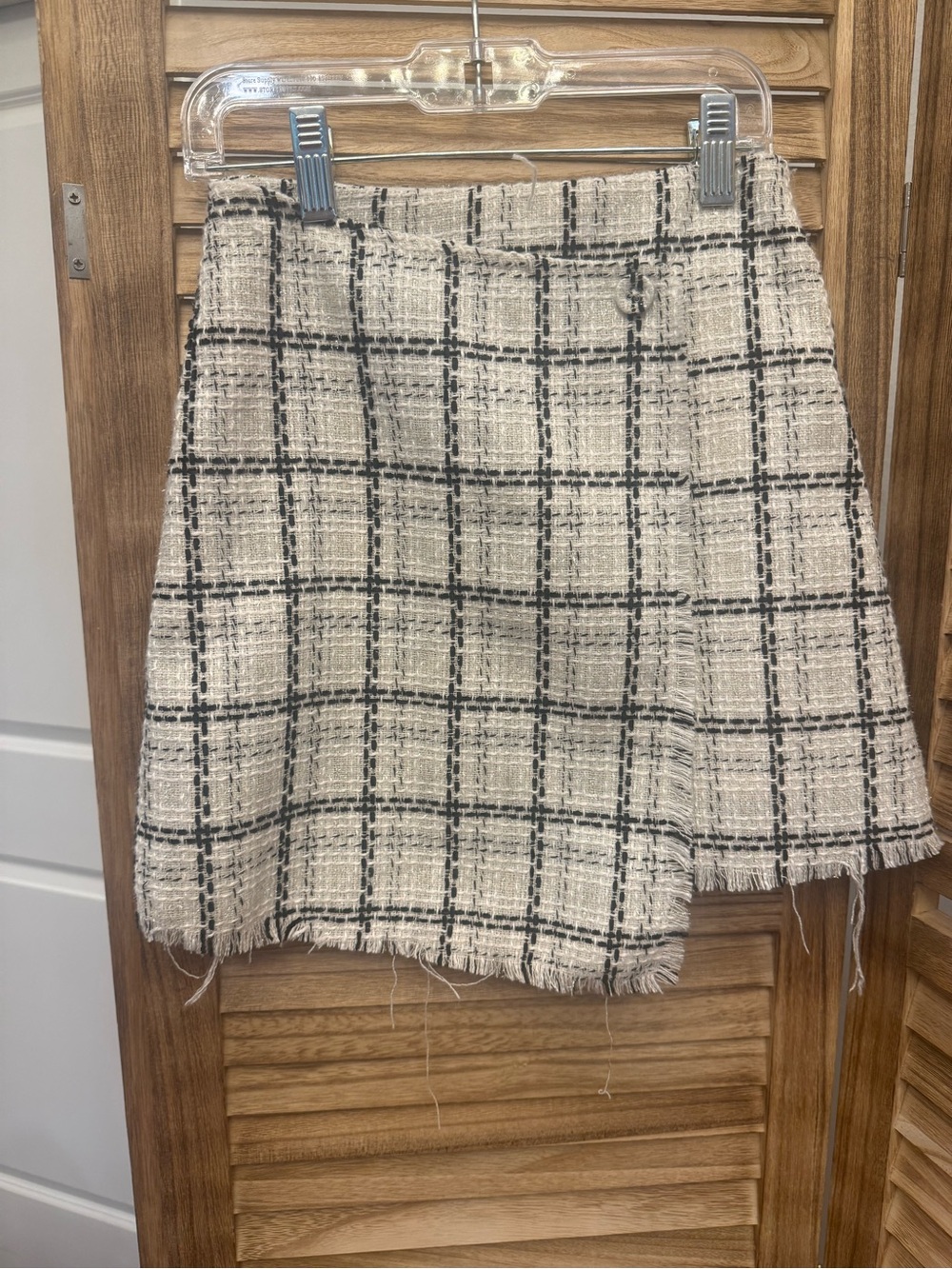 GB girls Cream and Black Plaid Tweed Mini Skirt